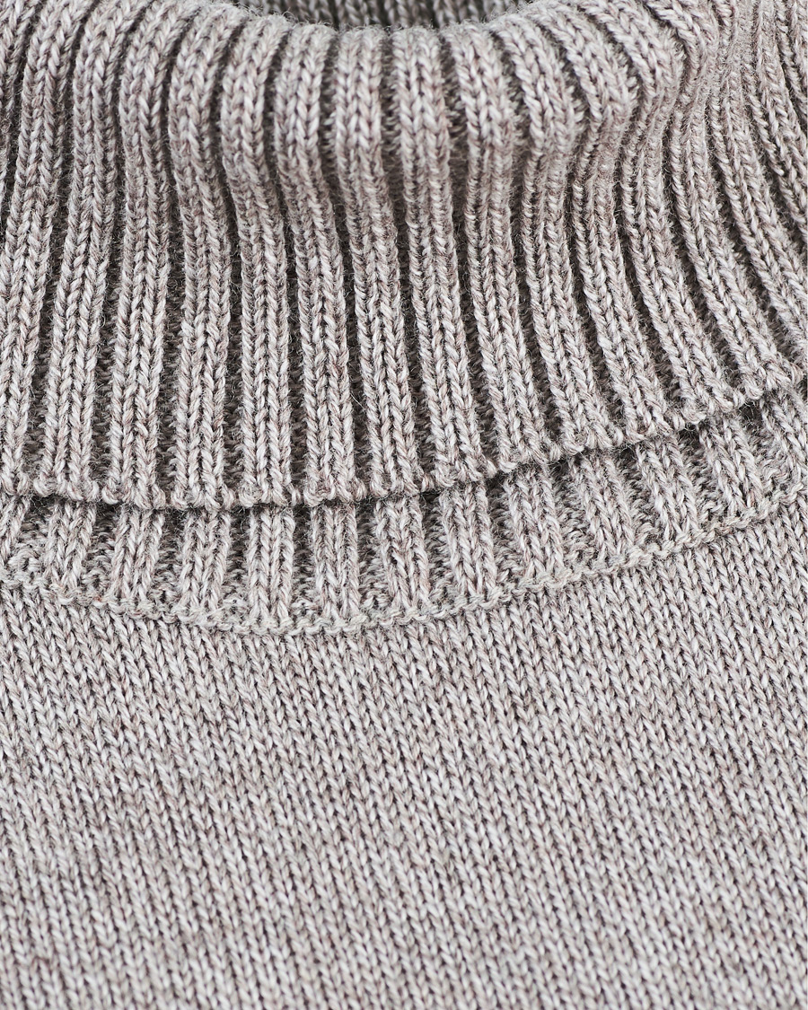 Men | Sweaters & Knitwear | Stenströms | Heavy Knitted Merino Rollneck Beige Mouliné