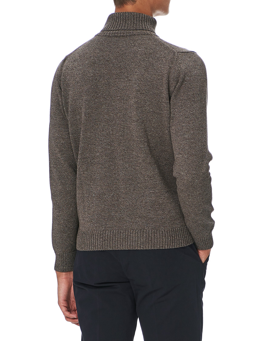 Men | Sweaters & Knitwear | Stenströms | Heavy Knitted Merino Rollneck Brown Mouliné