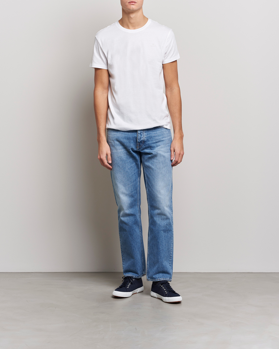 Men | T-Shirts | GANT | 2-Pack Crew Neck T-Shirt Navy/White
