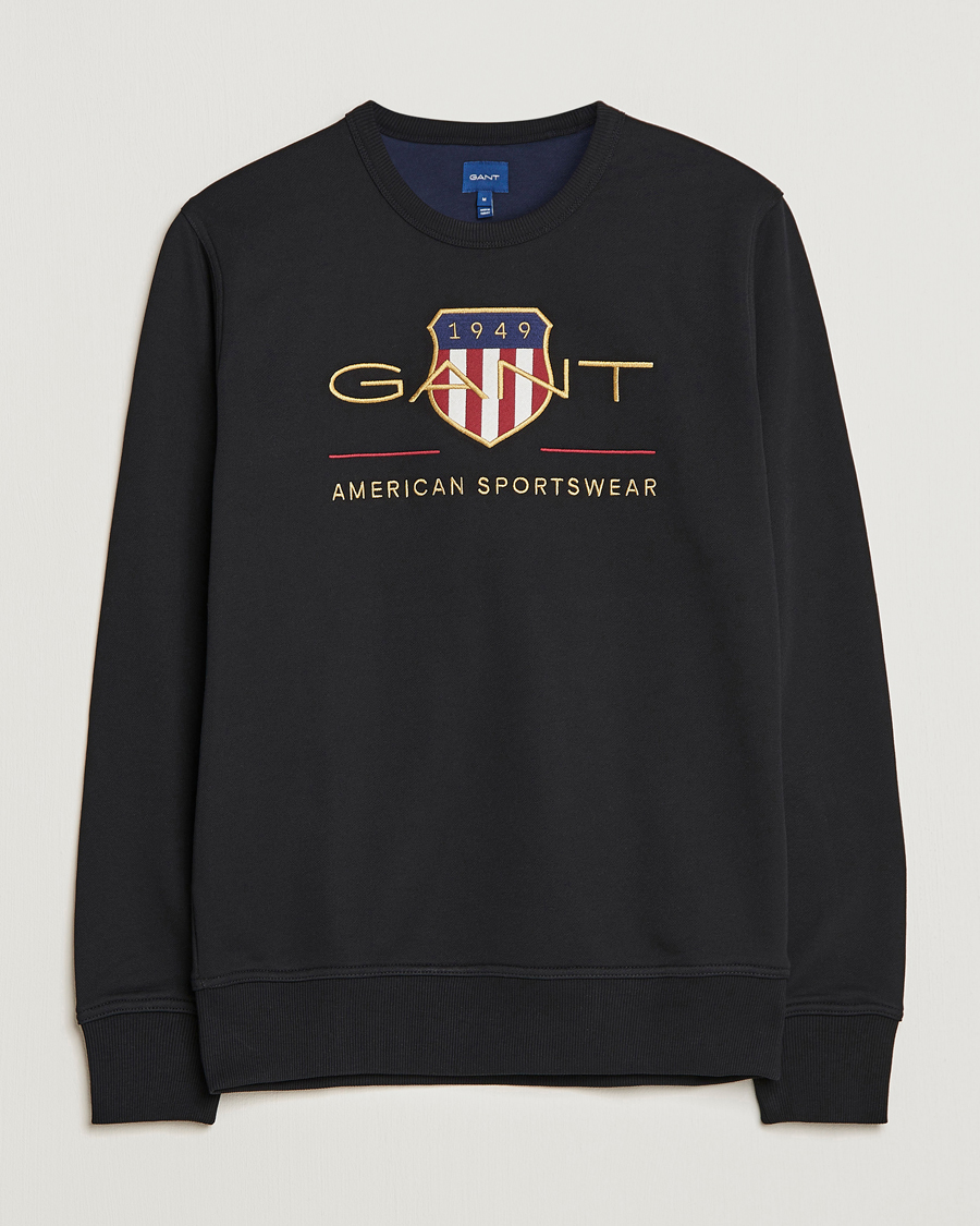 Men | Sweaters & Knitwear | GANT | Archive Shield Crew Neck Sweatershirt Black