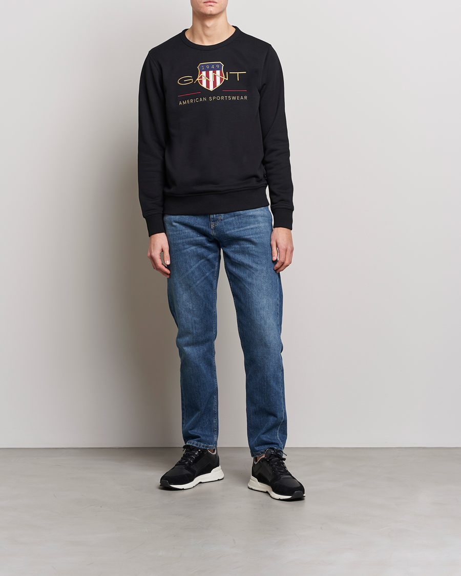 Men | Sweaters & Knitwear | GANT | Archive Shield Crew Neck Sweatershirt Black