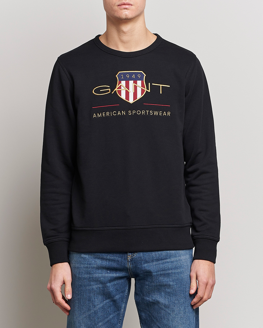Men | Sweaters & Knitwear | GANT | Archive Shield Crew Neck Sweatershirt Black