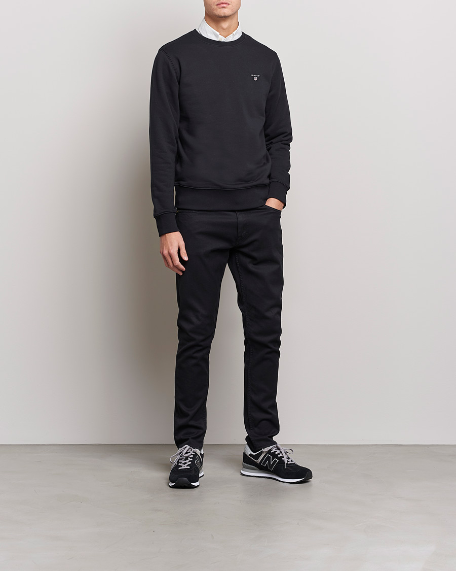 Men | Sweaters & Knitwear | GANT | Original Shield Logo Crew Neck Sweatshirt Black