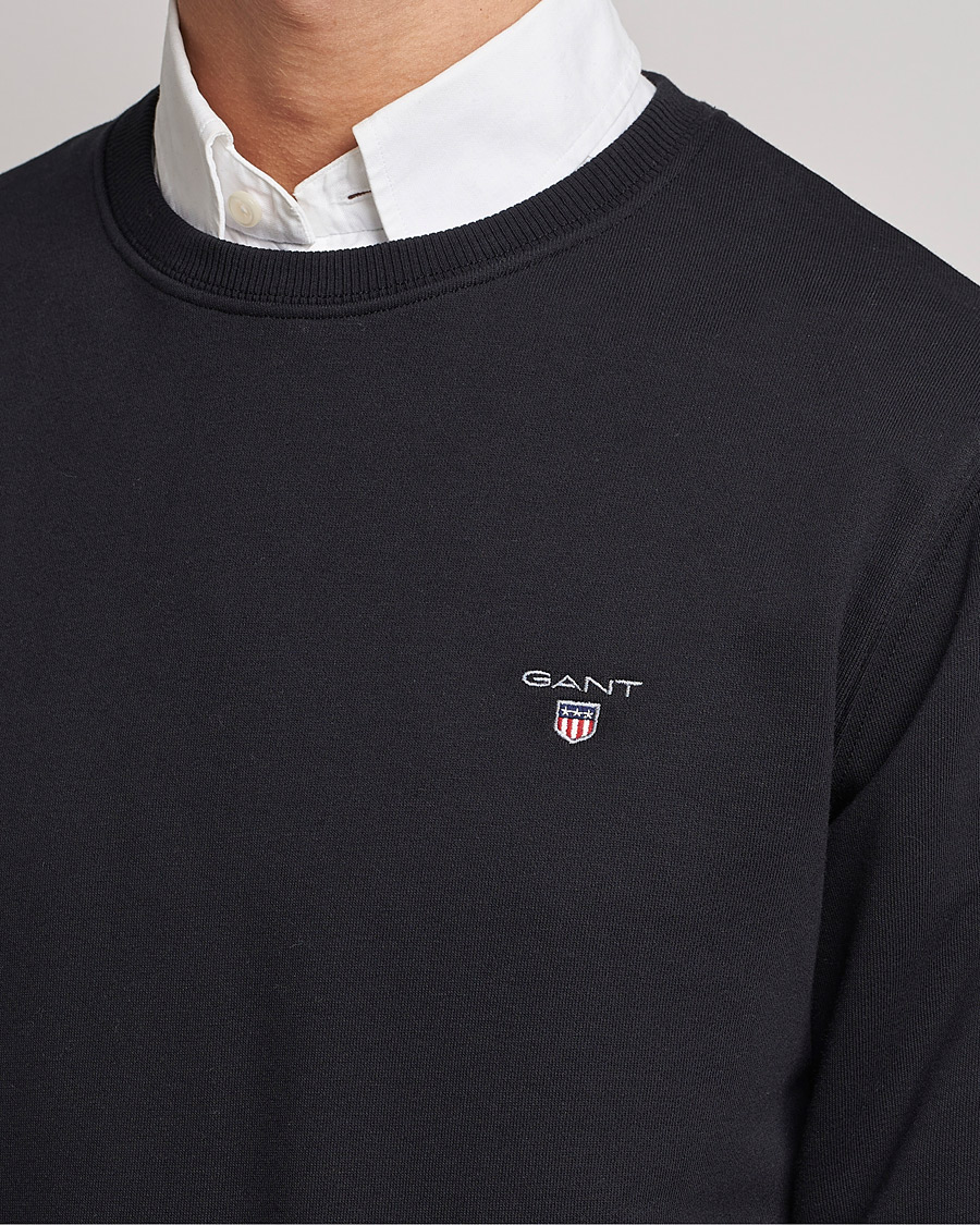 Men | Sweaters & Knitwear | GANT | Original Shield Logo Crew Neck Sweatshirt Black