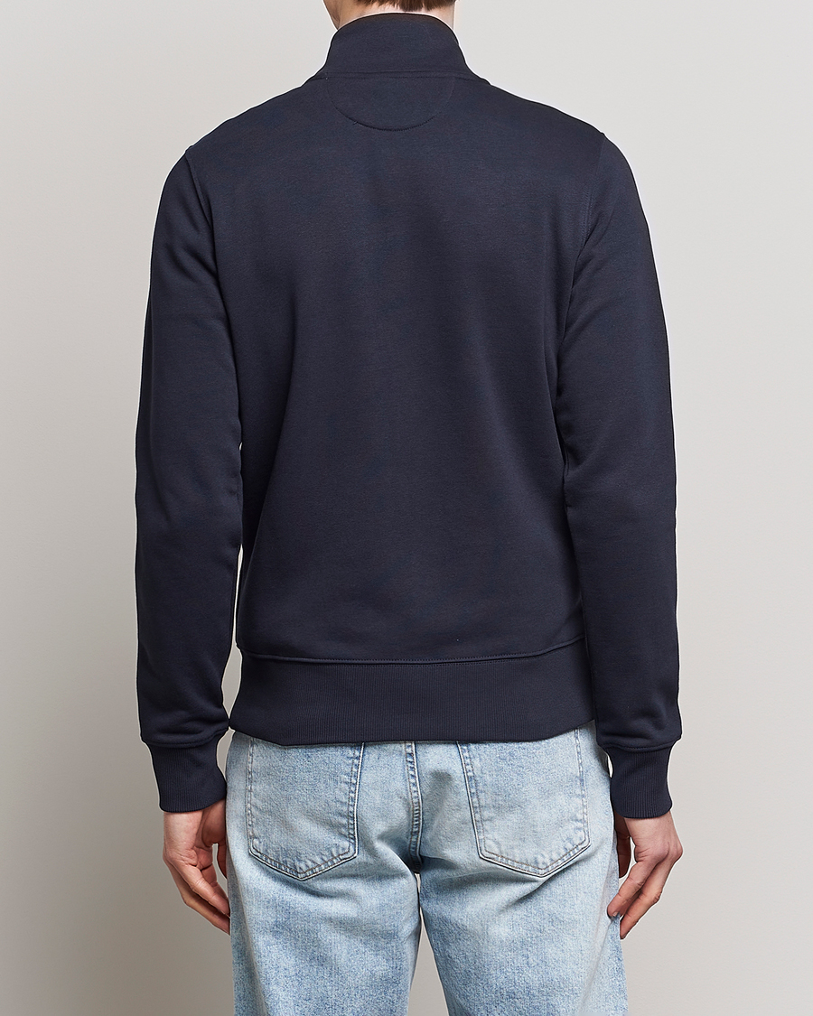 Men | Sweaters & Knitwear | GANT | Original Shield Logo Full-Zip Sweater Evening Blue