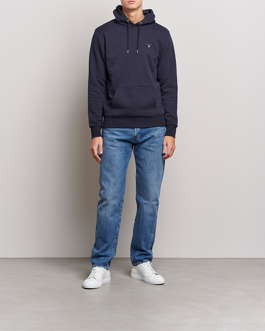 Men | Sweaters & Knitwear | GANT | Original Shield Logo Hoodie Evening Blue