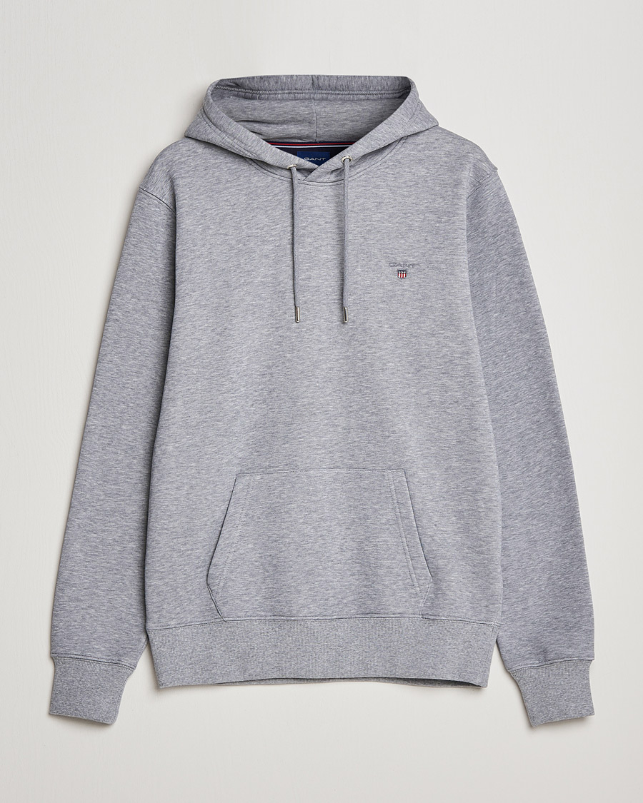 Men | Sweaters & Knitwear | GANT | Original Shield Logo Hoodie Grey Melange