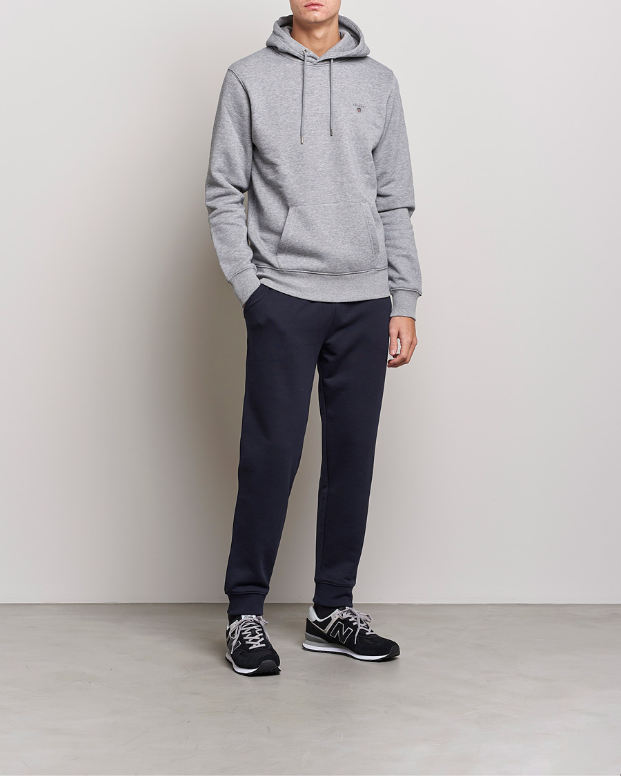 Men | Sweaters & Knitwear | GANT | Original Shield Logo Hoodie Grey Melange