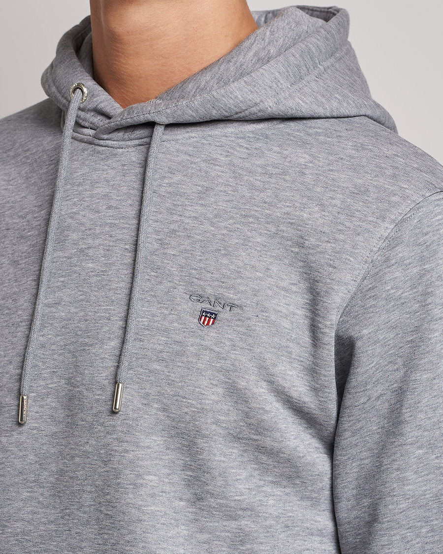 Men | Sweaters & Knitwear | GANT | Original Shield Logo Hoodie Grey Melange