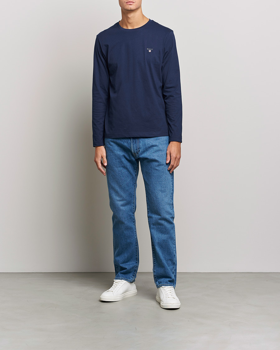 Men | T-Shirts | GANT | The Original Long Sleeve T-shirt Evening Blue