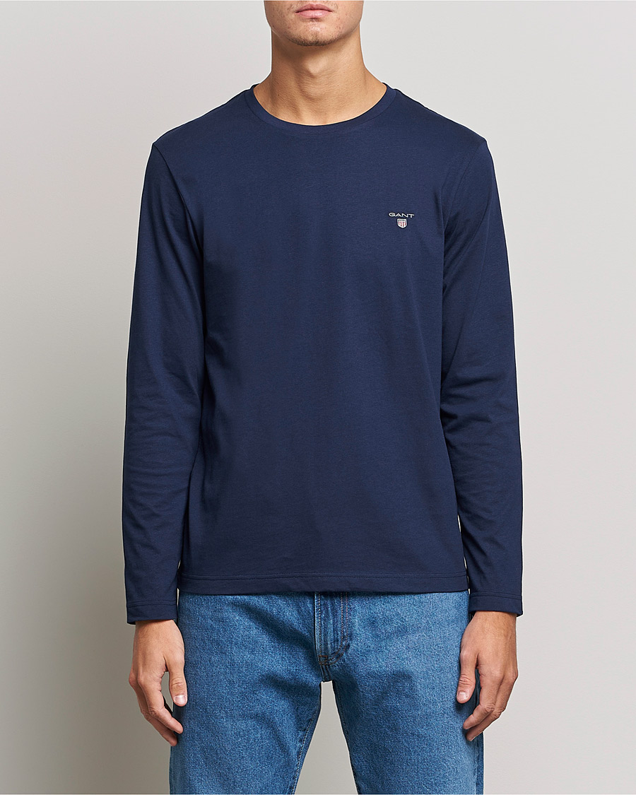 Men | T-Shirts | GANT | The Original Long Sleeve T-shirt Evening Blue