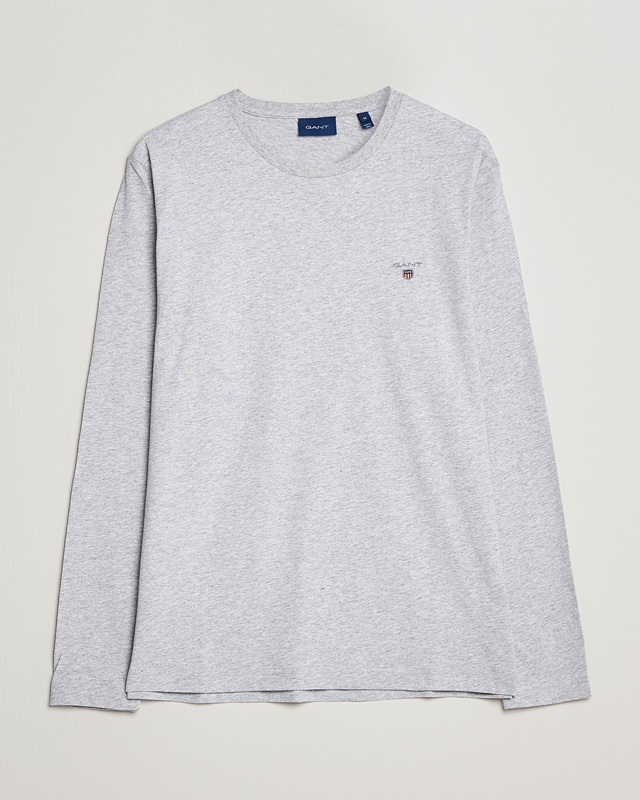 Men | T-Shirts | GANT | The Original Long Sleeve T-shirt Light Grey Melange