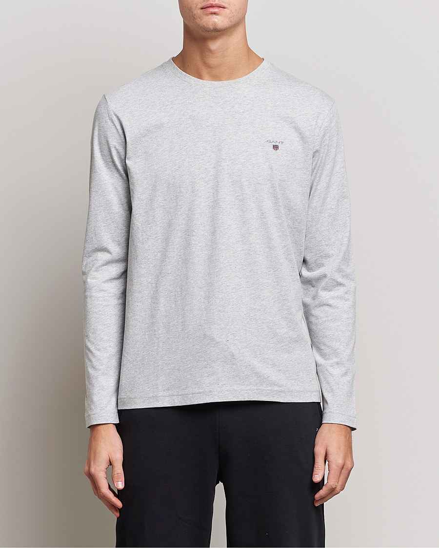 Men | T-Shirts | GANT | The Original Long Sleeve T-shirt Light Grey Melange