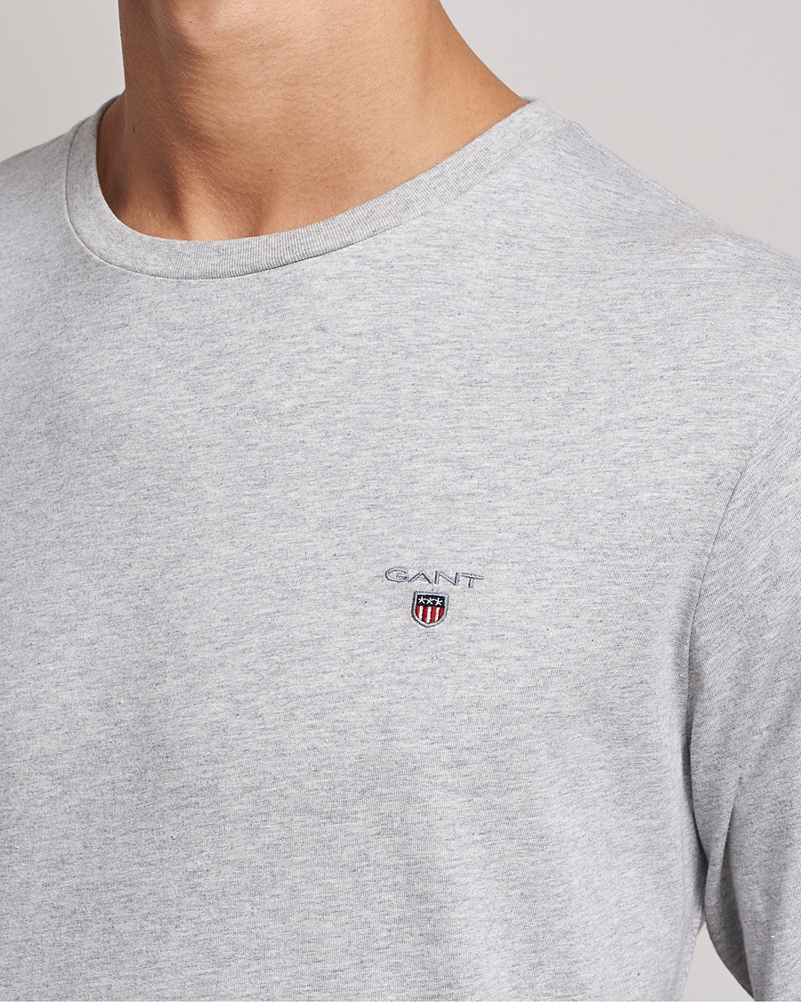 Men | T-Shirts | GANT | The Original Long Sleeve T-shirt Light Grey Melange
