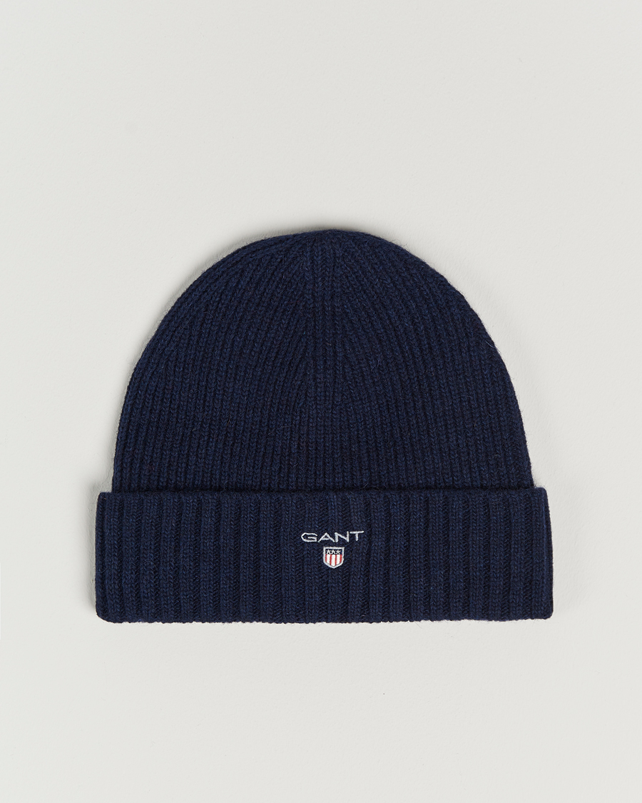 GANT Wool Lined Beanie Marine at 