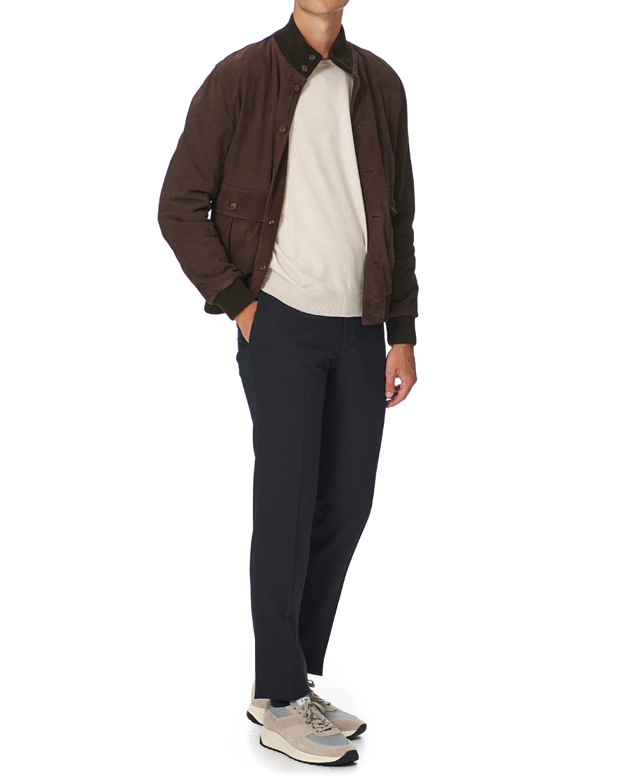 Men | Trousers | Incotex | Slim Fit Washable Flannel Trousers Navy