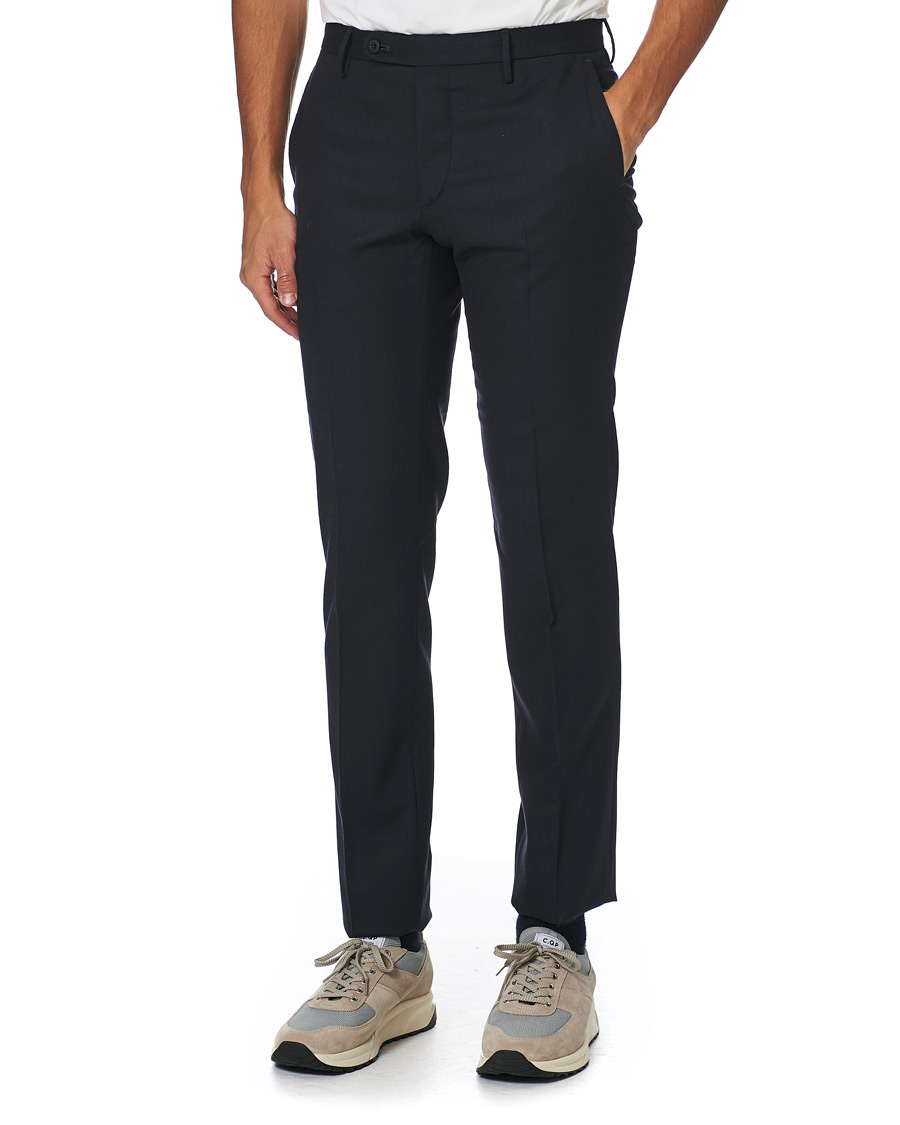 Men | Trousers | Incotex | Slim Fit Washable Flannel Trousers Navy