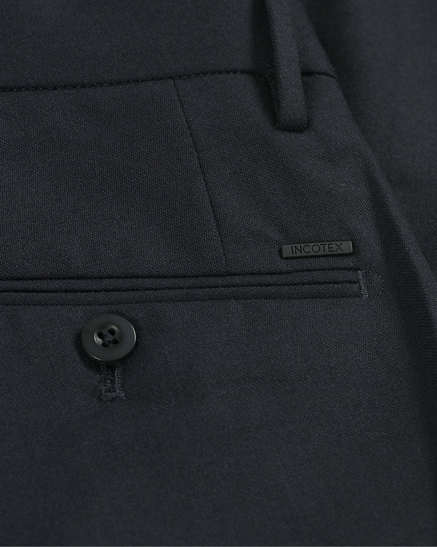 Men | Trousers | Incotex | Slim Fit Washable Flannel Trousers Navy