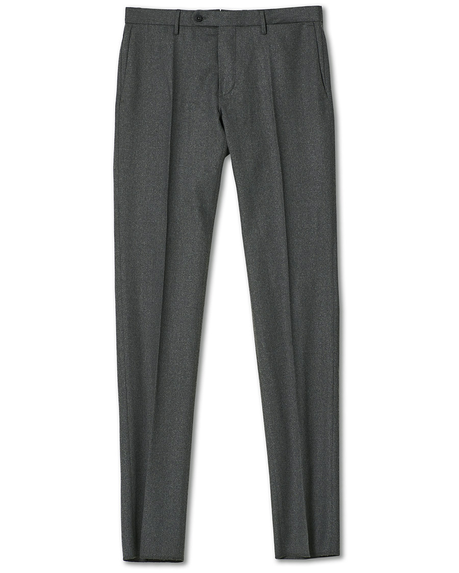Men | Trousers | Incotex | Slim Fit Washable Flannel Trousers Grey Melange