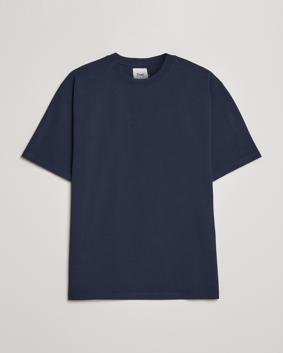 Men | T-Shirts | Drake's | Short Sleeve Hiking T-Shirt Navy