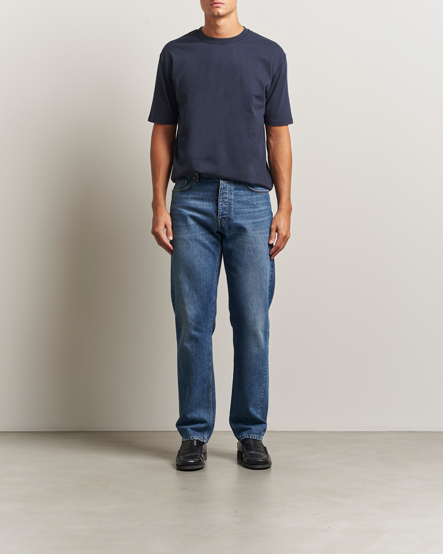 Men | T-Shirts | Drake's | Short Sleeve Hiking T-Shirt Navy