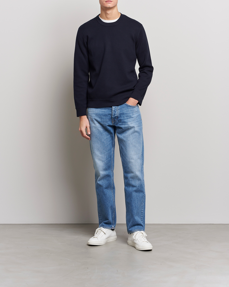 Men | Sweaters & Knitwear | NN07 | Luis Cotton/Modal Pullover Navy Blue