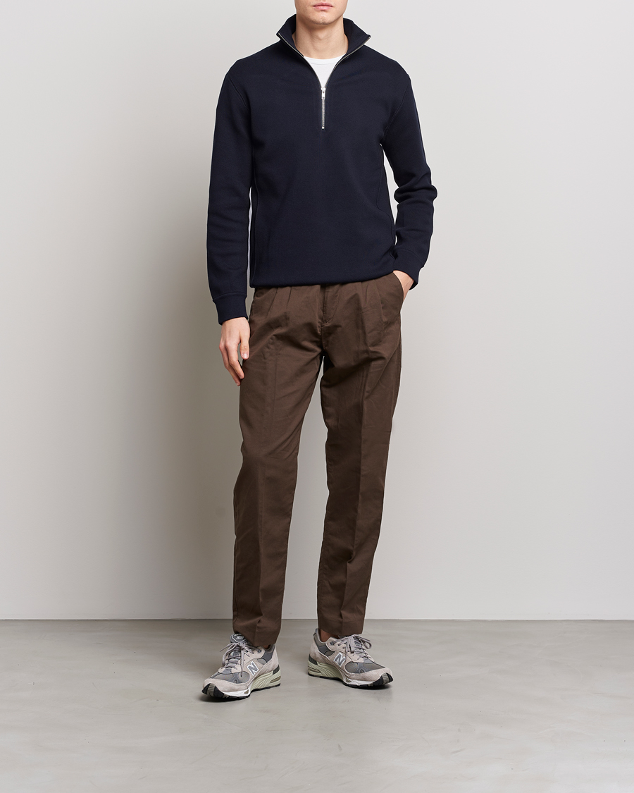 Men | Sweaters & Knitwear | NN07 | Luis Cotton/Modal Half Zip Sweater Navy Blue