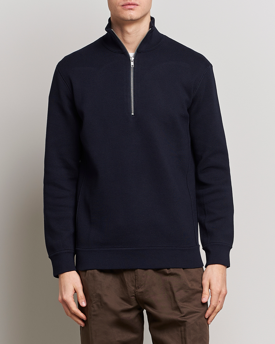Men | NN07 | NN07 | Luis Cotton/Modal Half Zip Sweater Navy Blue