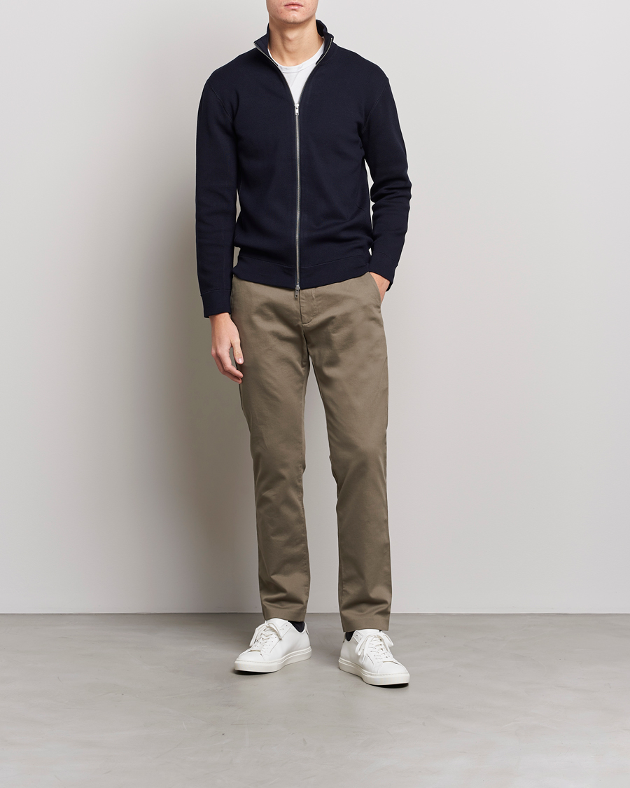 Men | Sweaters & Knitwear | NN07 | Luis Cotton/Modal Full Zip Sweater Navy Blue