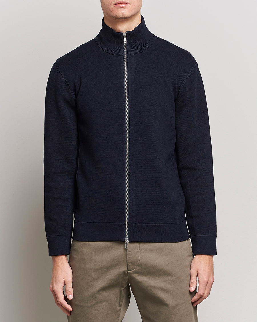 Men | Full-zip | NN07 | Luis Cotton/Modal Full Zip Sweater Navy Blue