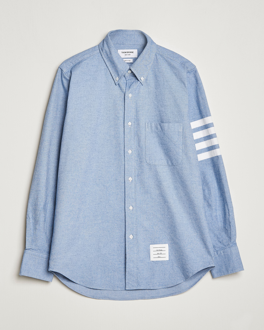 Thom Browne 4-Bar Flannel Shirt Light Blue at CareOfCarl.com