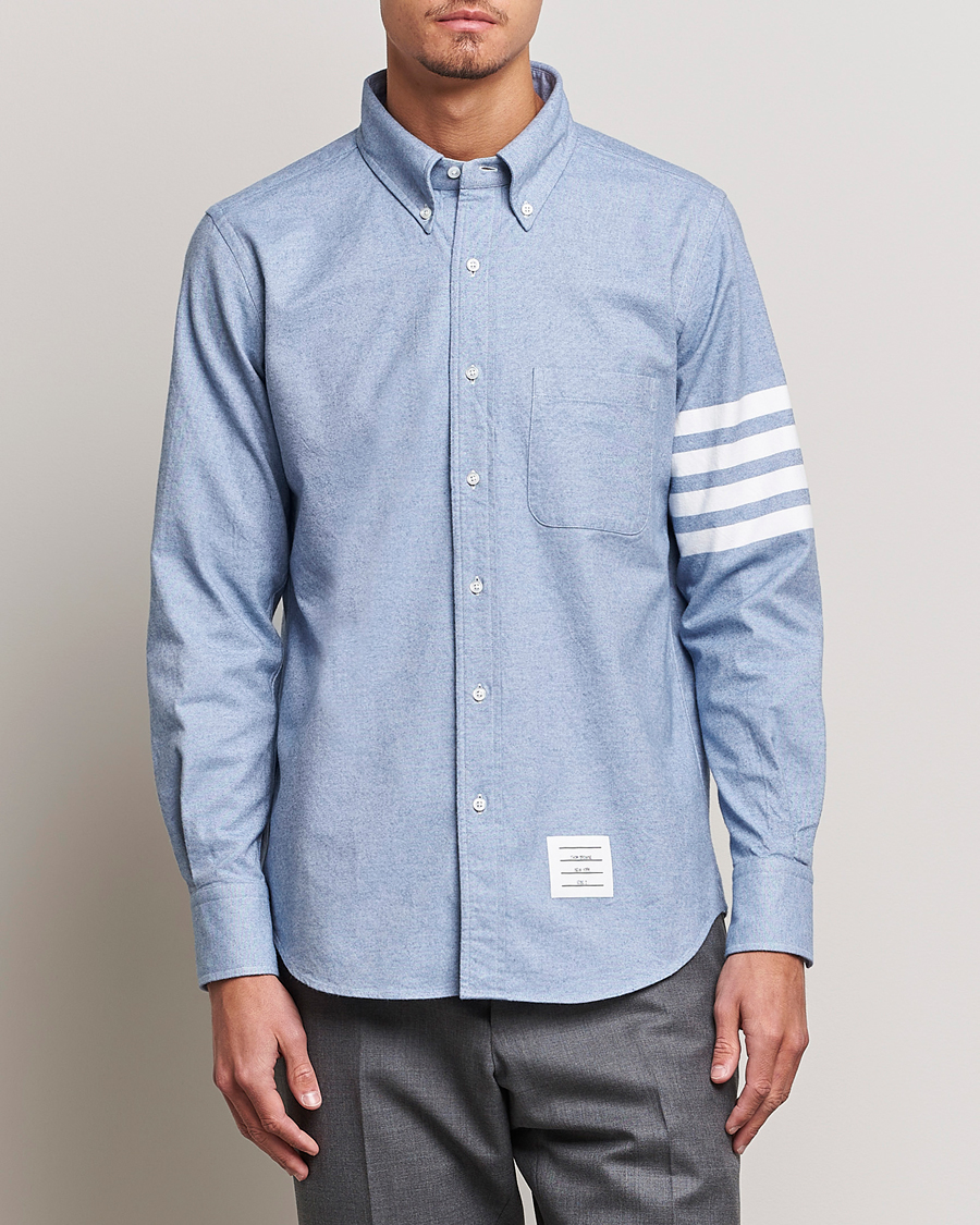 Men | Shirts | Thom Browne | 4-Bar Flannel Shirt Light Blue