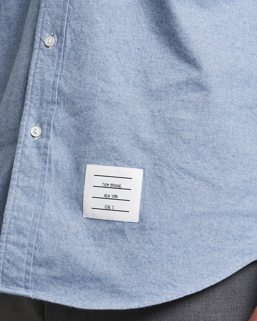 Men | Shirts | Thom Browne | 4-Bar Flannel Shirt Light Blue