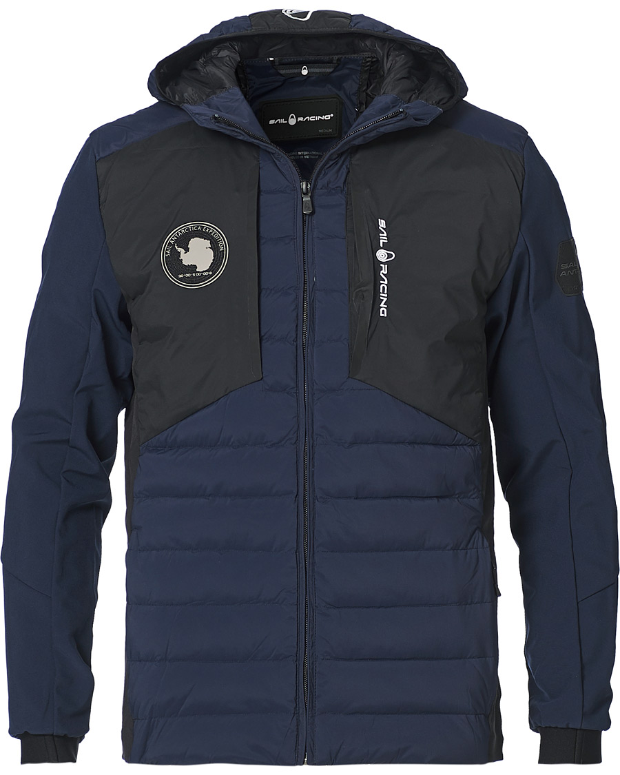ジャケット・アウター INTERBREED Antarctic Sailing Jacket NAVY Sail Racing Antartica Hybrid Hooded Jacket Dark Navy at CareOfCarl.com