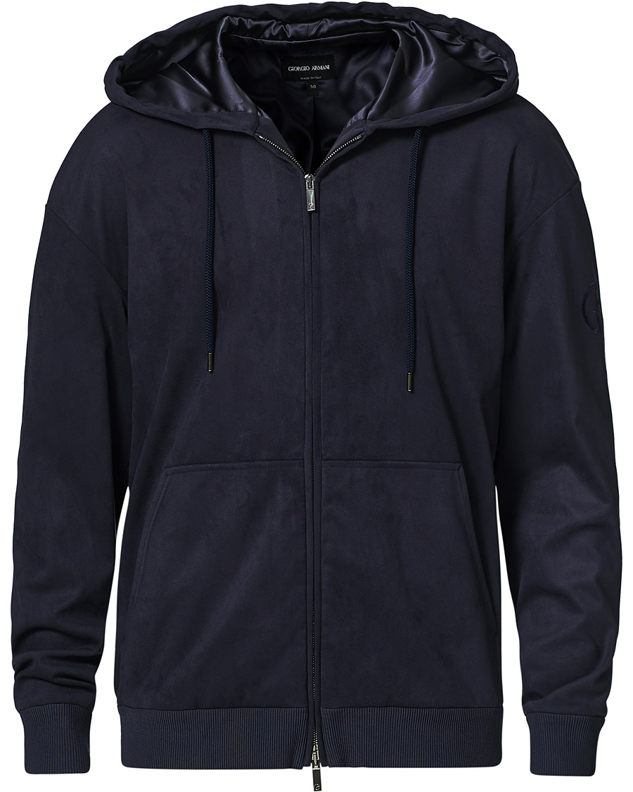 Men | Coats & Jackets | Giorgio Armani | Alcantara Hooded Blouson Navy