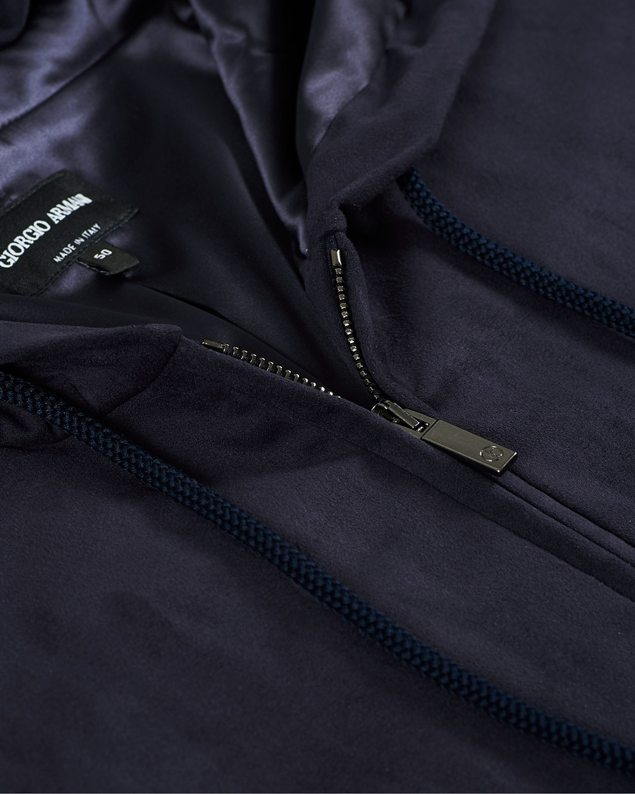 Men | Coats & Jackets | Giorgio Armani | Alcantara Hooded Blouson Navy