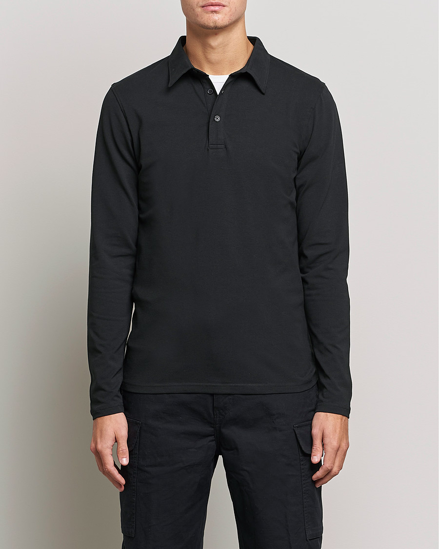 Men | Sweaters & Knitwear | Bread & Boxers | Long Sleeve Jersey Polo Black