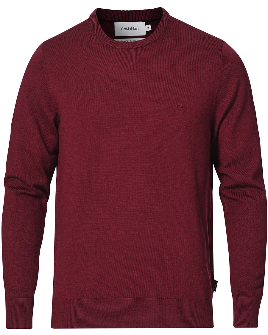 Men | Sweaters & Knitwear | Calvin Klein | Superior Wool Crew Neck Sweater Tawny Port