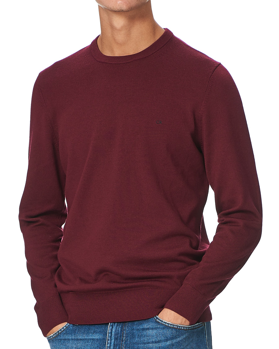 Men | Sweaters & Knitwear | Calvin Klein | Superior Wool Crew Neck Sweater Tawny Port