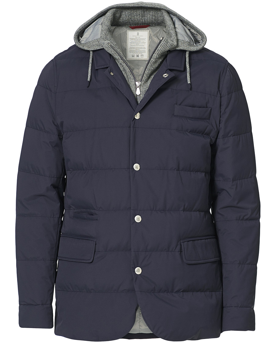 Men | Coats & Jackets | Brunello Cucinelli | Cashmere Lined Hooded Jacket Navy