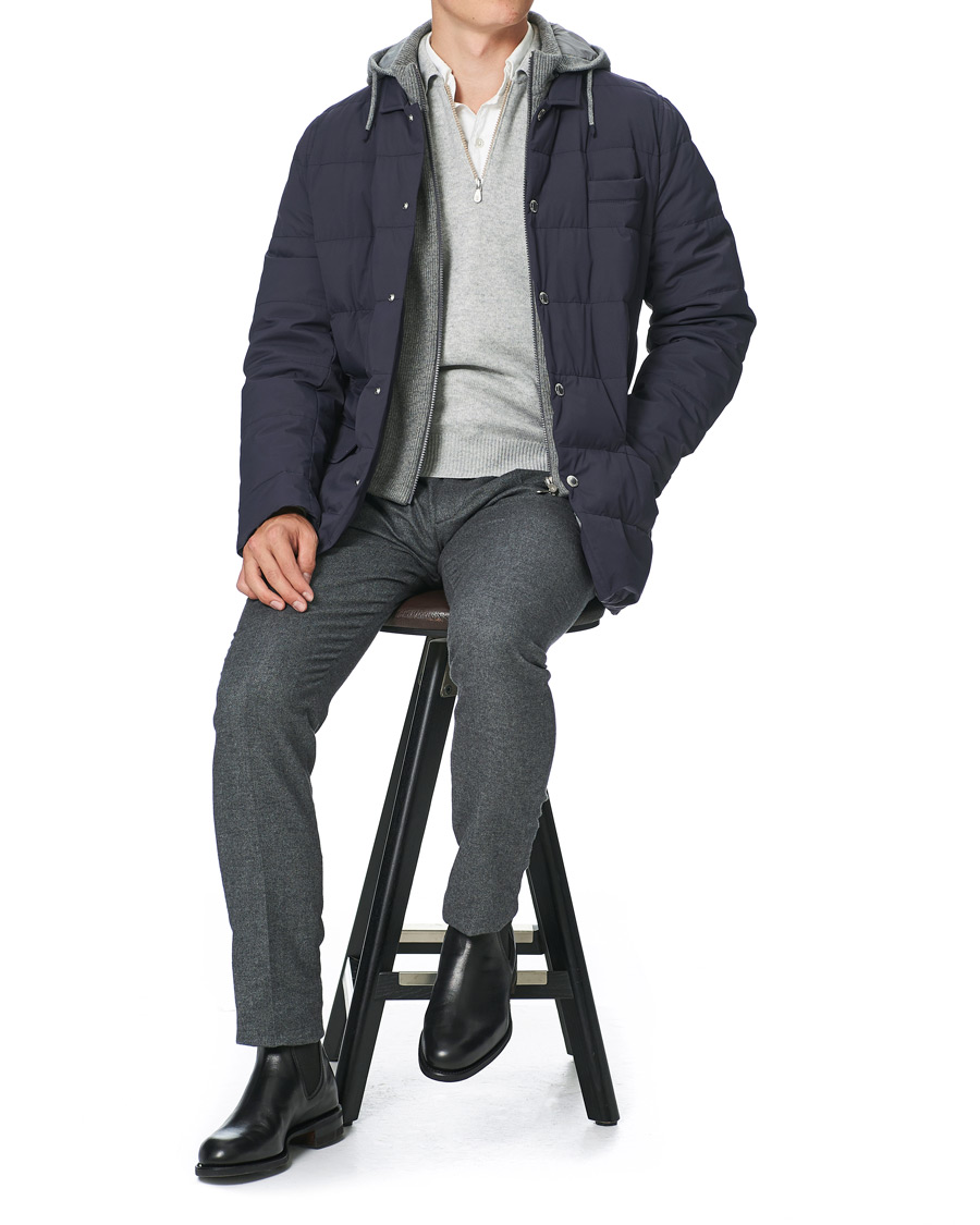 Men | Coats & Jackets | Brunello Cucinelli | Cashmere Lined Hooded Jacket Navy