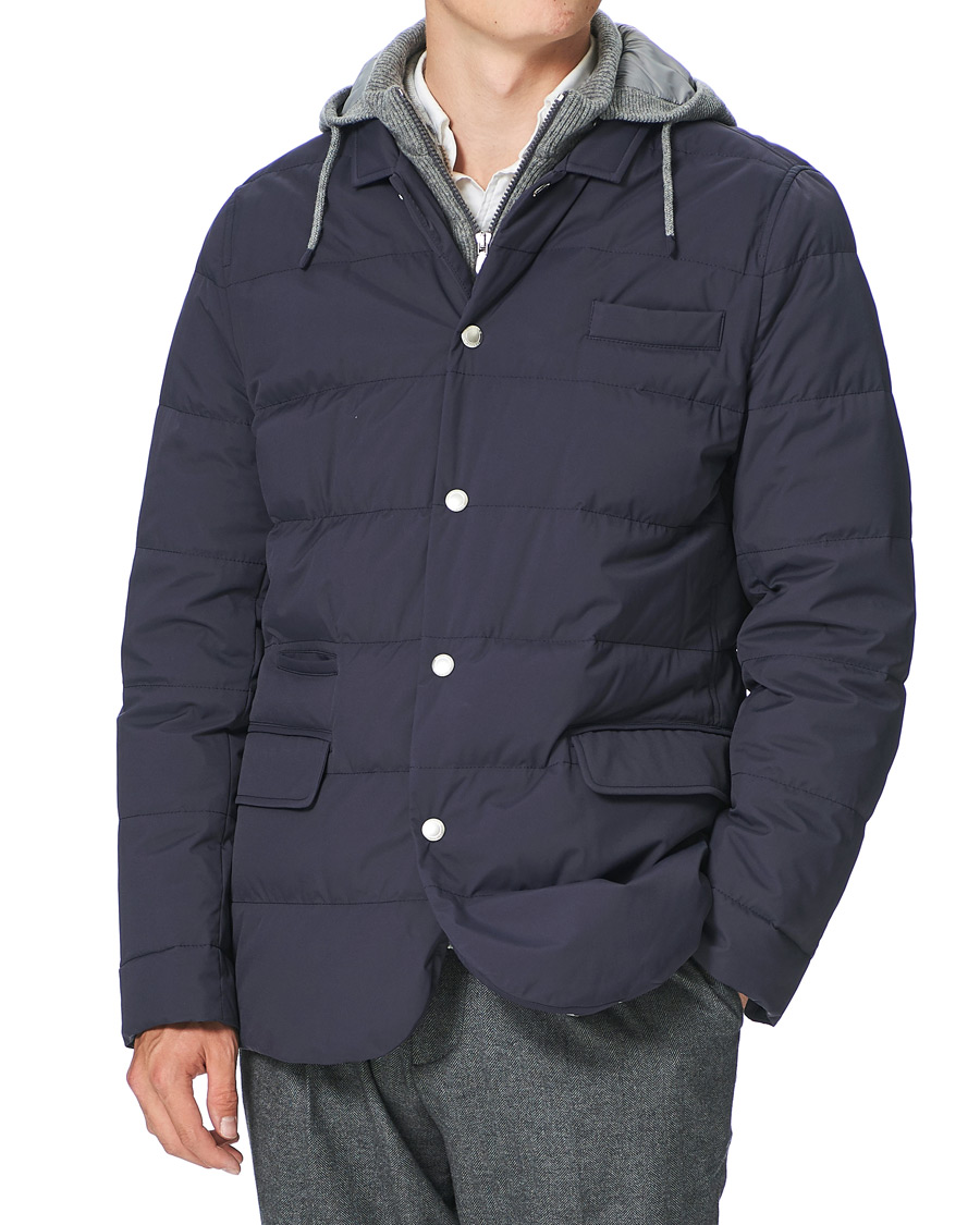 Men | Coats & Jackets | Brunello Cucinelli | Cashmere Lined Hooded Jacket Navy