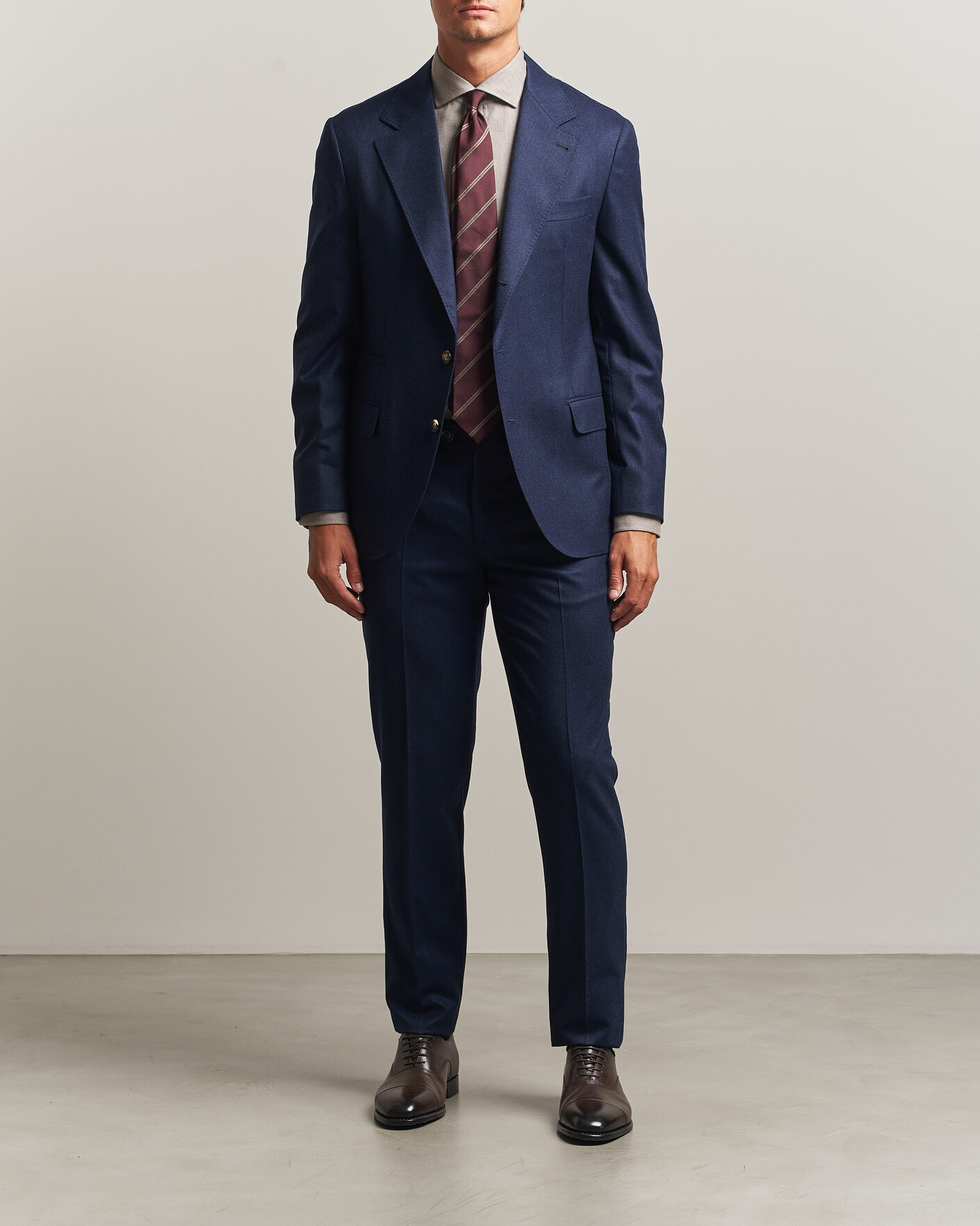 Men | Trousers | Brunello Cucinelli | Slim Fit Flannel Trousers Navy