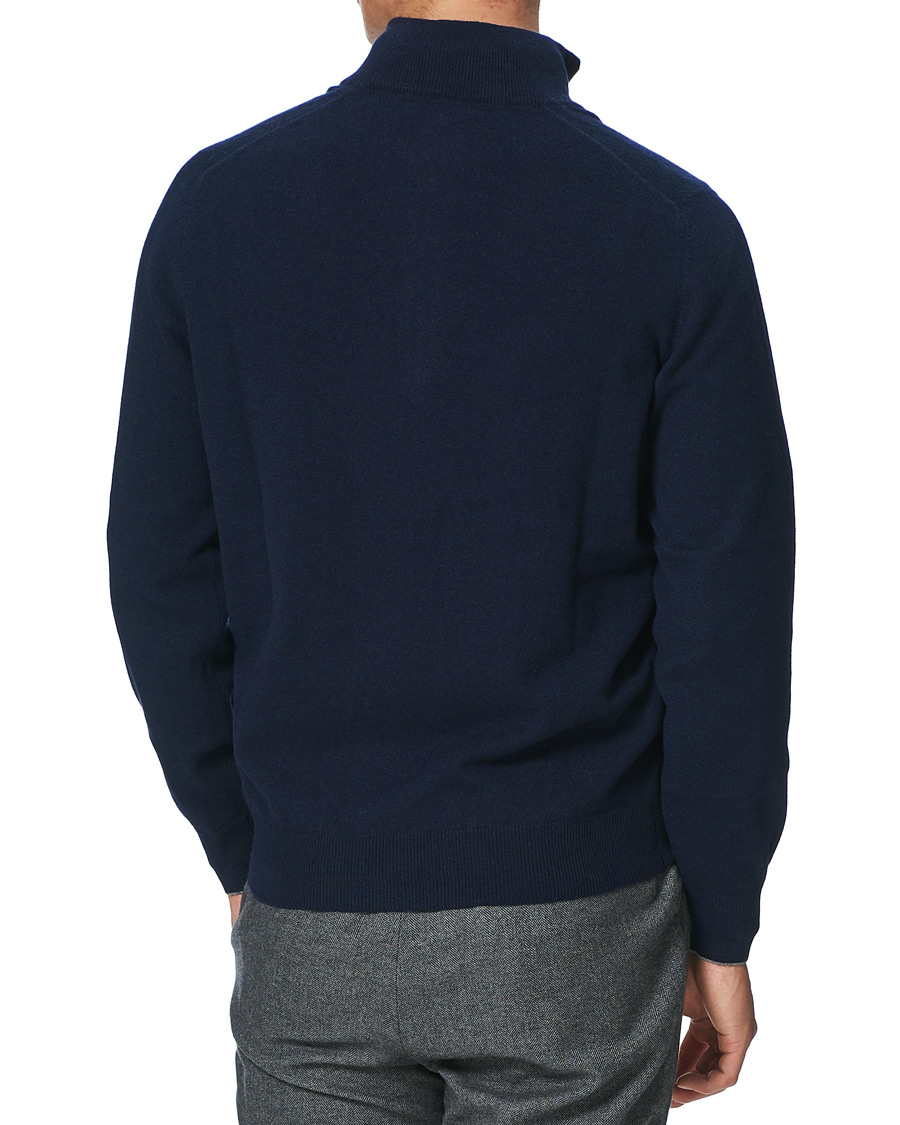 Brunello Cucinelli 2 Ply Cashmere Half Zip Navy at CareOfCarl.com