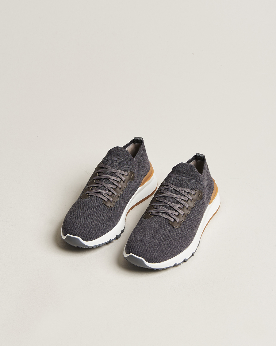 Men |  | Brunello Cucinelli | Flannel Running Sneakers Dark Grey