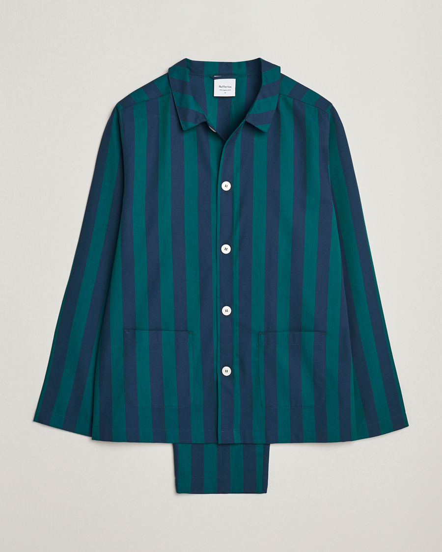 Men | Pyjamas | Nufferton | Uno Striped Pyjama Set Blue/Green