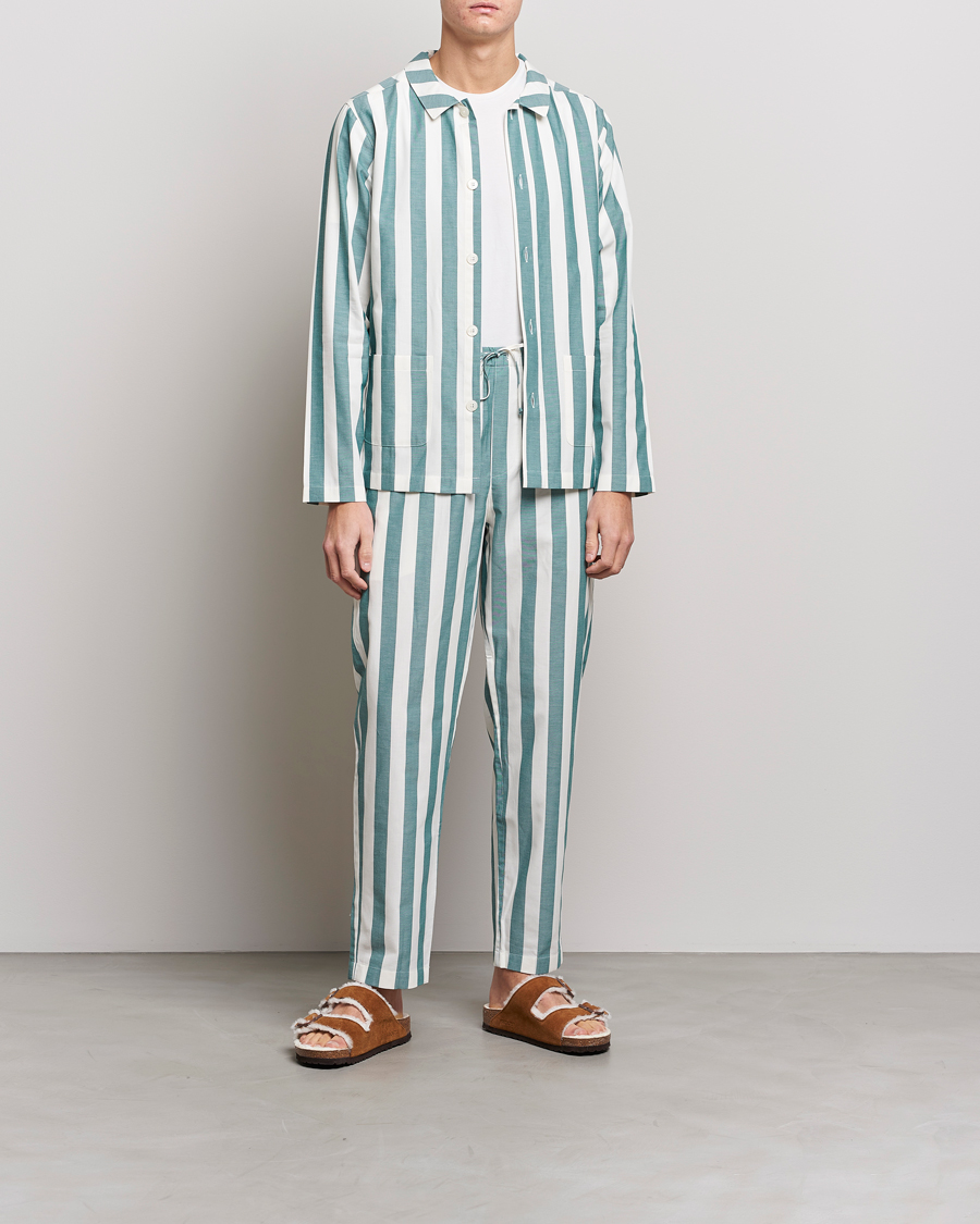 Men | Pyjamas & Robes | Nufferton | Uno Striped Pyjama Set Green/White