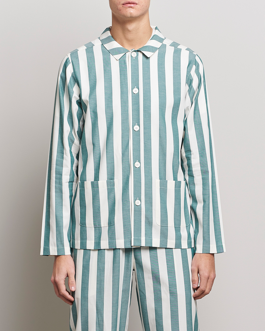 Men | Pyjamas | Nufferton | Uno Striped Pyjama Set Green/White