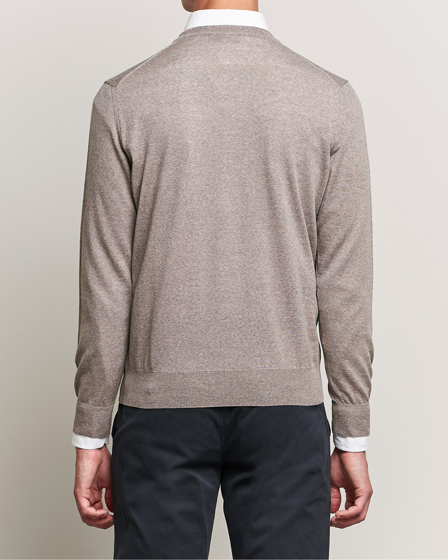 Men | Sweaters & Knitwear | Canali | Merino Wool V-Neck Taupe