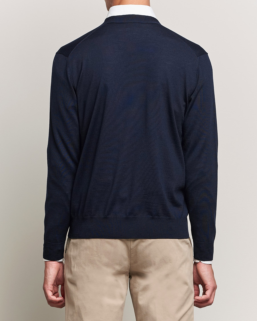 Men | Sweaters & Knitwear | Canali | Merino Wool Cardigan Navy
